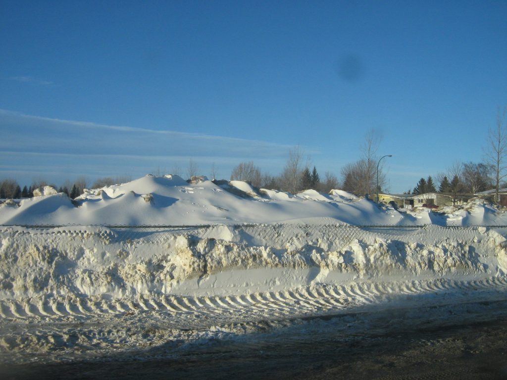 Supplerende billede: Et porøst hegn fanger fygende sne ved Lethbridge, Canada